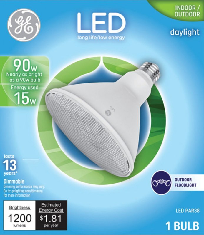 GE 93130318 LED Bulb, E26 Medium Lamp Base, Dimmable, White Light, 5000 K Color Temp