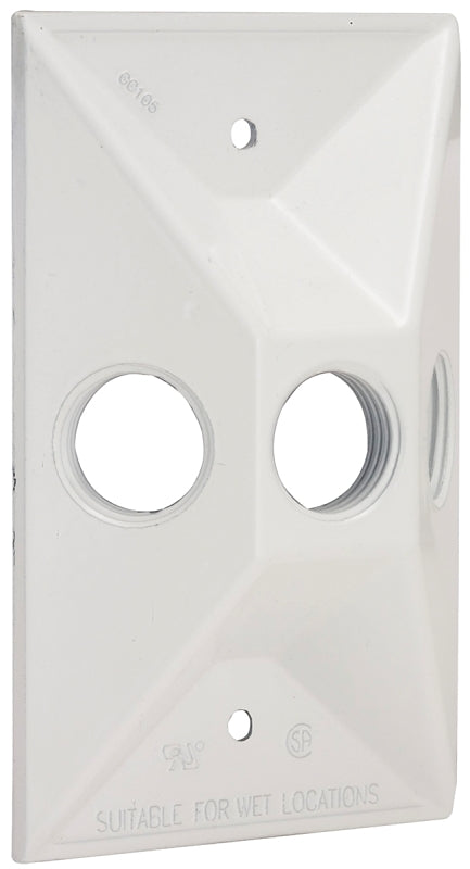 Bell Outdoor 5189-1 Cover, 4-19/32 in L, 2-27/32 in W, Rectangular, 1-Gang, Aluminum, White, Powder-Coated
