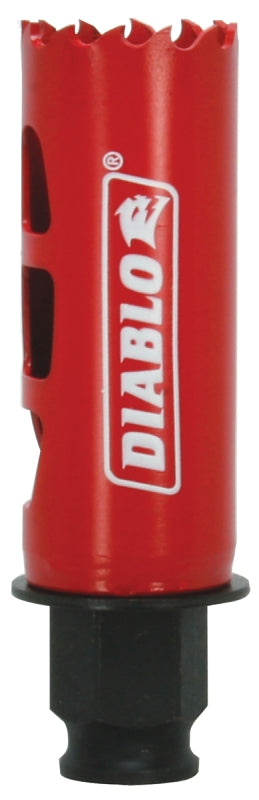 Diablo DHS1063 Hole Saw, 1-1/16 in Dia, 2-3/8 in D Cutting, 3/8 in Arbor, 4 TPI, Bi-Metal Cutting Edge