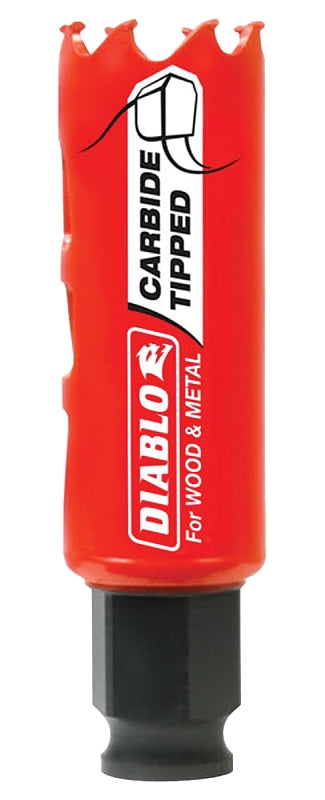 Diablo DHS1000CT Hole Saw, 1 in Dia, 2-3/8 in D Cutting, 3/8 in Arbor, Carbide Cutting Edge