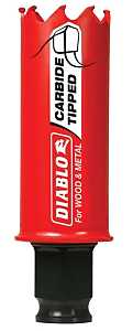 Diablo DHS1063CT GP Hole Saw, 1-1/16 in Dia, 2-3/8 in D Cutting, 3/8 in Arbor, Carbide Cutting Edge