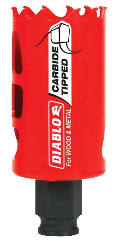 Diablo DHS1500CT Hole Saw, 1-1/2 in Dia, 2-3/8 in D Cutting, 3/8 in Arbor, 3 TPI, Carbide Cutting Edge