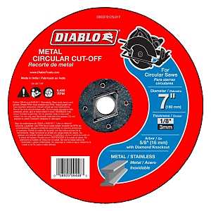 Diablo DBD070125L01F Cut-Off Wheel, 7 in Dia, 1/8 in Thick, Aluminum Oxide Abrasive, 5/8 in Arbor