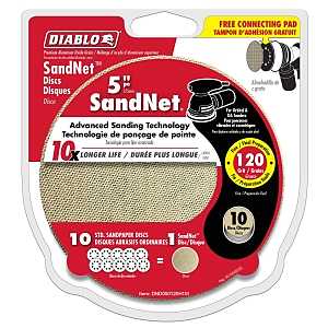 Diablo DND050120H10I Sanding Disc, 5 in Dia, 120 Grit, Fine, Aluminum Oxide Abrasive, Universal, 10/PK