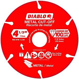 Diablo DDD045DIA101F Cut-Off Blade, 4-1/2 in Dia, 7/8 in Arbor, Segmented Rim