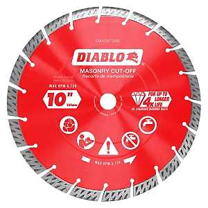 Diablo DMADST1000 Series Saw Blade, Turbo Cut-Off Disc Blade, 10 in Dia, Segmented Rim, 1/PK