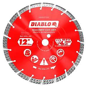 Diablo DMADST1200 Series Saw Blade, Turbo Cut-Off Disc Blade, 12 in Dia, Segmented Rim, 1/PK
