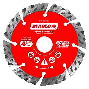 Diablo DMADST0450 Series Saw Blade, Turbo Cut-Off Disc Blade, 4-1/2 in Dia, Segmented Rim, 1/PK