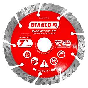 Diablo DMADST0700 Series Saw Blade, Turbo Cut-Off Disc Blade, 7 in Dia, Segmented Rim, 1/PK
