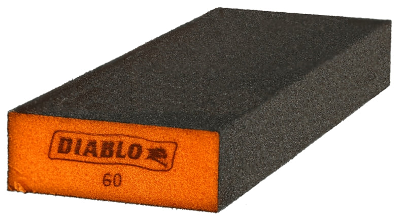 Diablo DFBBLOCBMD01G Flat Edge Sanding Block, 8 in L, 3 in W, 60 Grit, Medium, Aluminum Oxide Abrasive