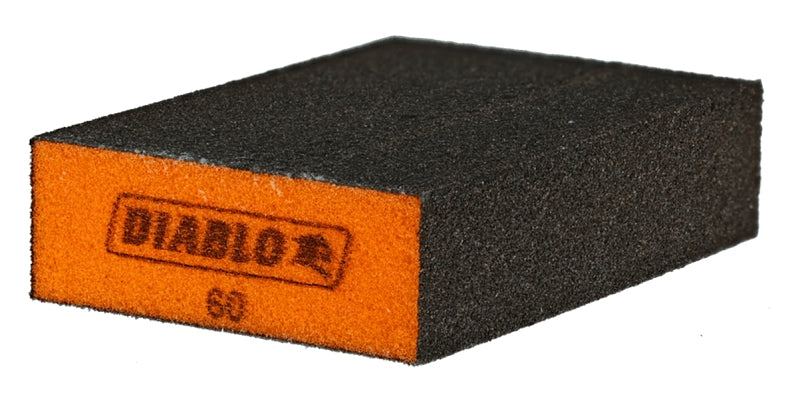 Diablo DFBBLOCMED01G Flat Edge Sanding Block, 4 in L, 2-1/2 in W, 60 Grit, Medium, Aluminum Oxide Abrasive