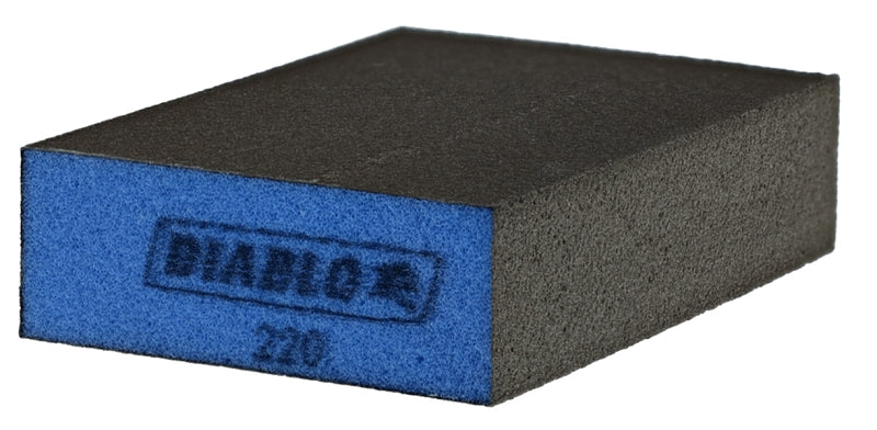 Diablo DFBBLOCMFN01G Flat Edge Sanding Block, 4 in L, 2-1/2 in W, 220 Grit, Ultra Fine, Aluminum Oxide Abrasive