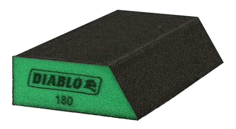 Diablo DFBLANGSFN01G Sanding Sponge, Black/Green, 5 in L, 3 in W, Ultra Fine, Aluminum Oxide Abrasive, 1/PK