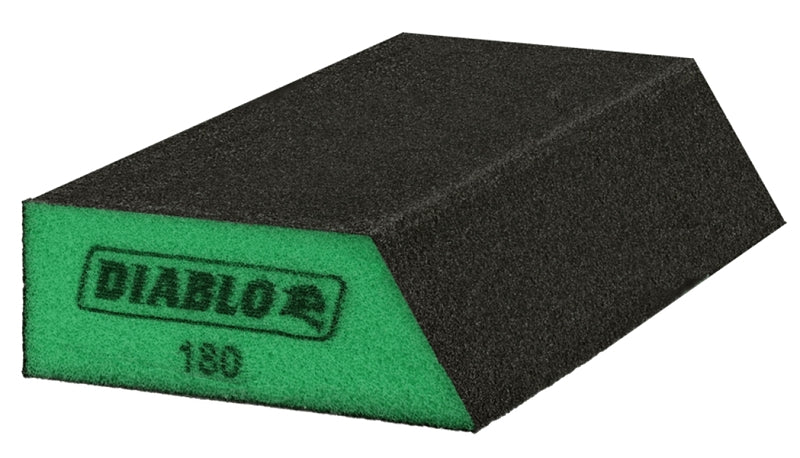 Diablo DFBLANGSFN04G Sanding Sponge, Black/Green, 5 in L, 3 in W, 180 Grit, Ultra Fine, 4/PK