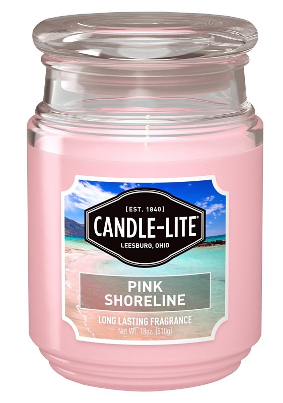 Candle-Lite 32971271 Candle, 18 oz Candle, Pink Shoreline Fragrance, 110 hr Burning, Pack of 4