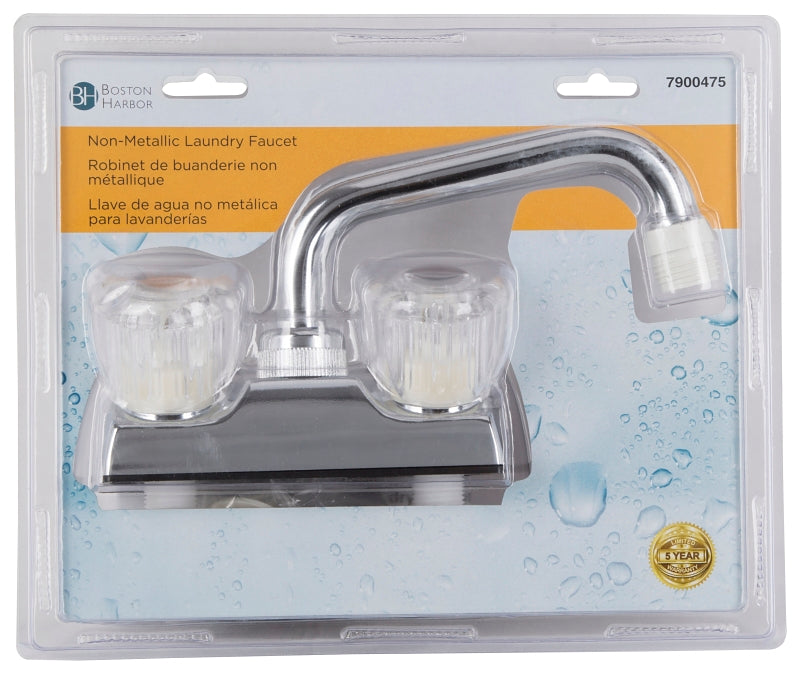 Boston Harbor PF4203A Laundry Faucet, 2-Faucet Handle, 2-Faucet Hole, ABS, Deck Mounting, 4 in Faucet Centers