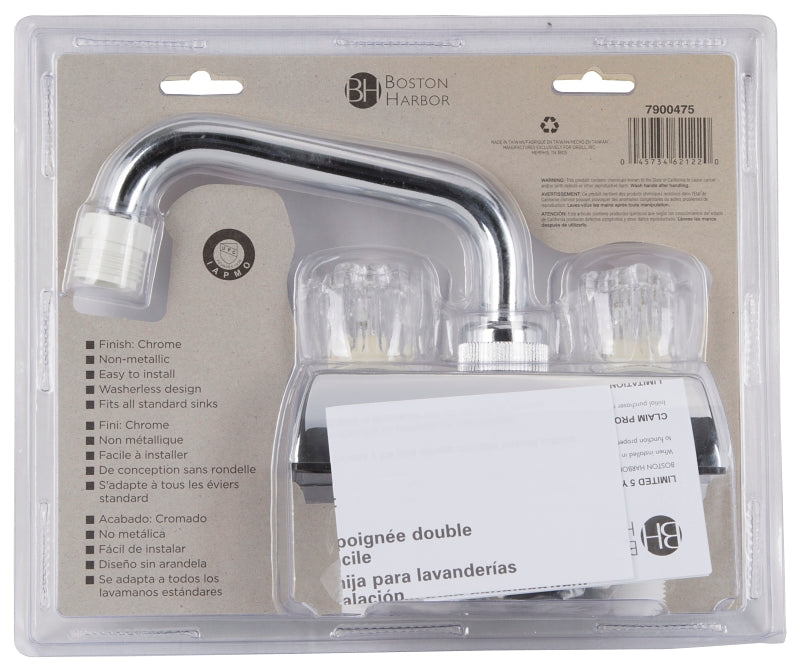 Boston Harbor PF4203A Laundry Faucet, 2-Faucet Handle, 2-Faucet Hole, ABS, Deck Mounting, 4 in Faucet Centers