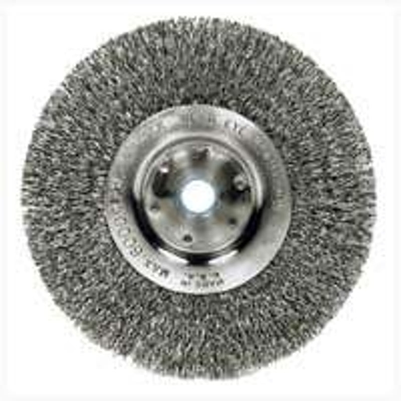 Weiler 36407 Wire Wheel Brush, 6 in Dia, 1/2 in Arbor/Shank, Steel Bristle