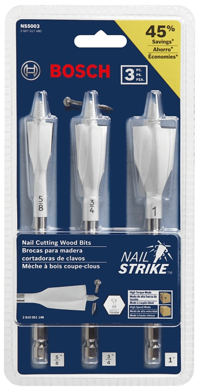 Bosch NS5003 Boring Bit Set, 3-Piece, HCS, Pack of 5