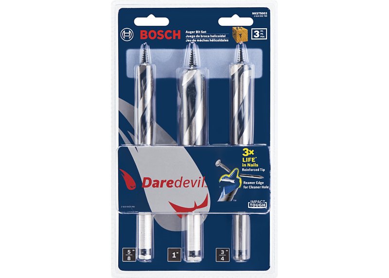 Bosch Daredevil NKST5003 Auger Bit Set, Self-Feed, 3-Piece, HSS