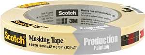 Scotch 2020-.75A Masking Tape, 60 yd L, 3/4 in W, 0.005 in Thick, Crepe Paper/Rubber Backing, Beige