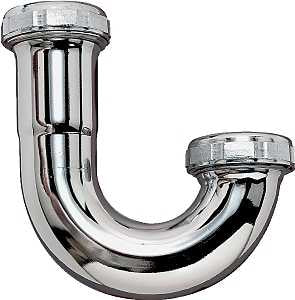 Plumb Pak PP1CP J-Bend without Cleanout, 1-1/4 in, Slip-Joint, Brass, Chrome-Plated