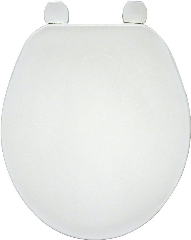 Bemis 70AR000 Toilet Seat, 16 in L, 14-1/2 in W, Round, Plastic, White, Adjustable Hinge