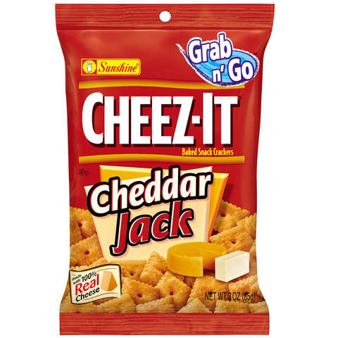 Cheez-It Grab n' Go Cheddar Jack Crackers 3 oz Pegged, Pack of 6