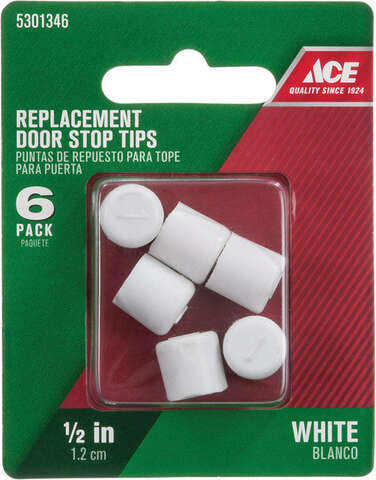 Ace 1/2 in. W Rubber White Door Stop Tip Over the door clip 1.5 in., Pack of 5