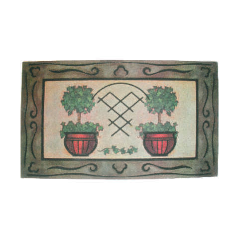 J & M Home Fashions 18 in. W X 30 in. L Brown Topiary Rubber Door Mat