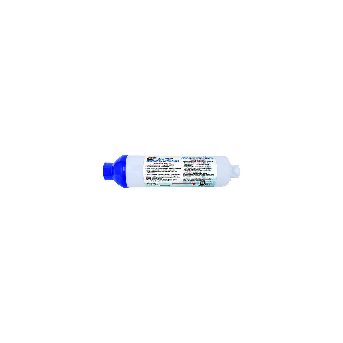 Valterra A011132VP AquaFresh Replacement Exterior RV Water Filter w/Hose Connections, 2/pk
