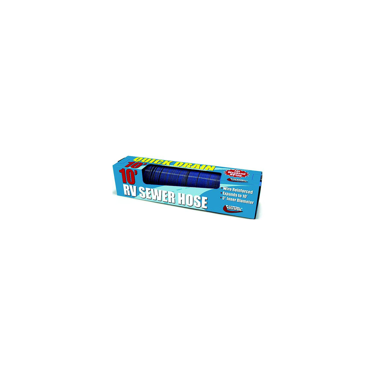 Valterra D04-0045 Blue Quick Drain 3″ x 10' RV 8 Mil Sewer Hose, Boxed