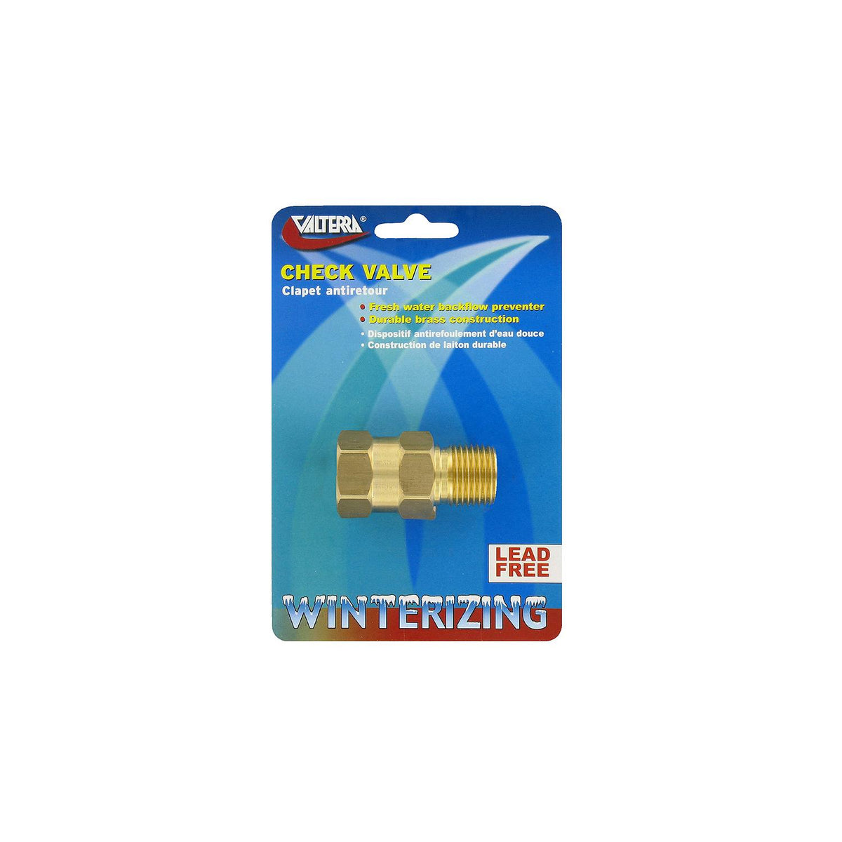 Valterra P23402LFVP Brass Check Valve 1/2″ MPT, 1/2″ FPT, Carded