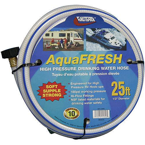 Valterra White AquaFresh 25' High Pressure RV Drinking Water Hose