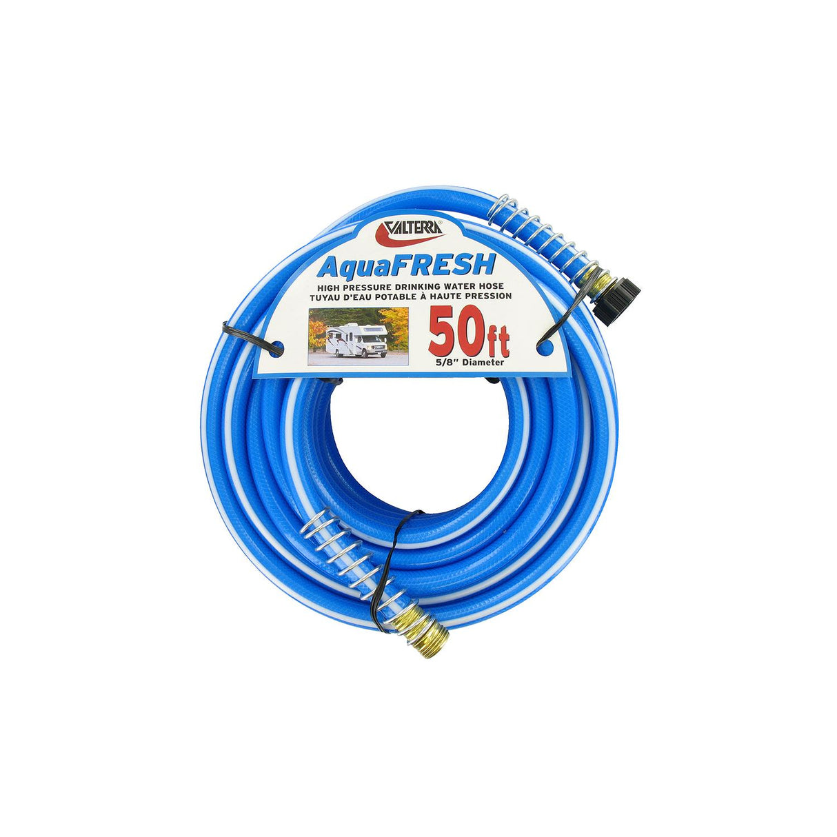 Valterra W019600 Blue AquaFresh High Pressure RV Drinking Water Hose, 5/8″ x 50'