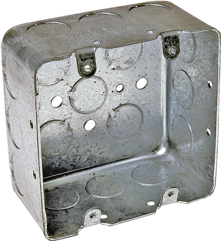Raco 680 Switch Box, 2-Gang, 2-Outlet, 17-Knockout, 1/2 in Knockout, Steel, Gray, Galvanized, Screw Mounting
