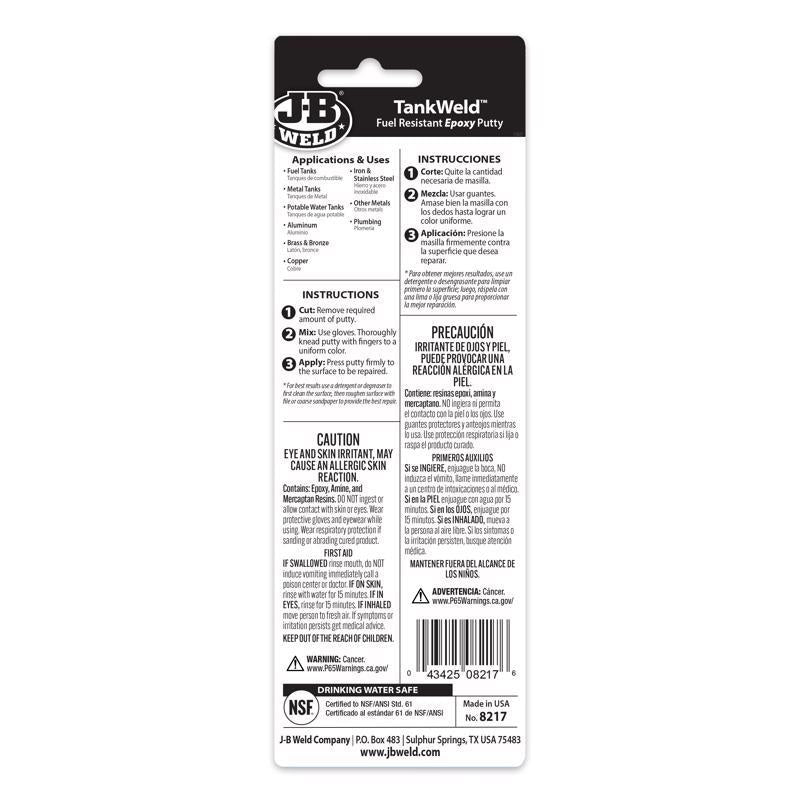 J-B Weld TankWeld High Strength Automotive Epoxy Putty 1 oz