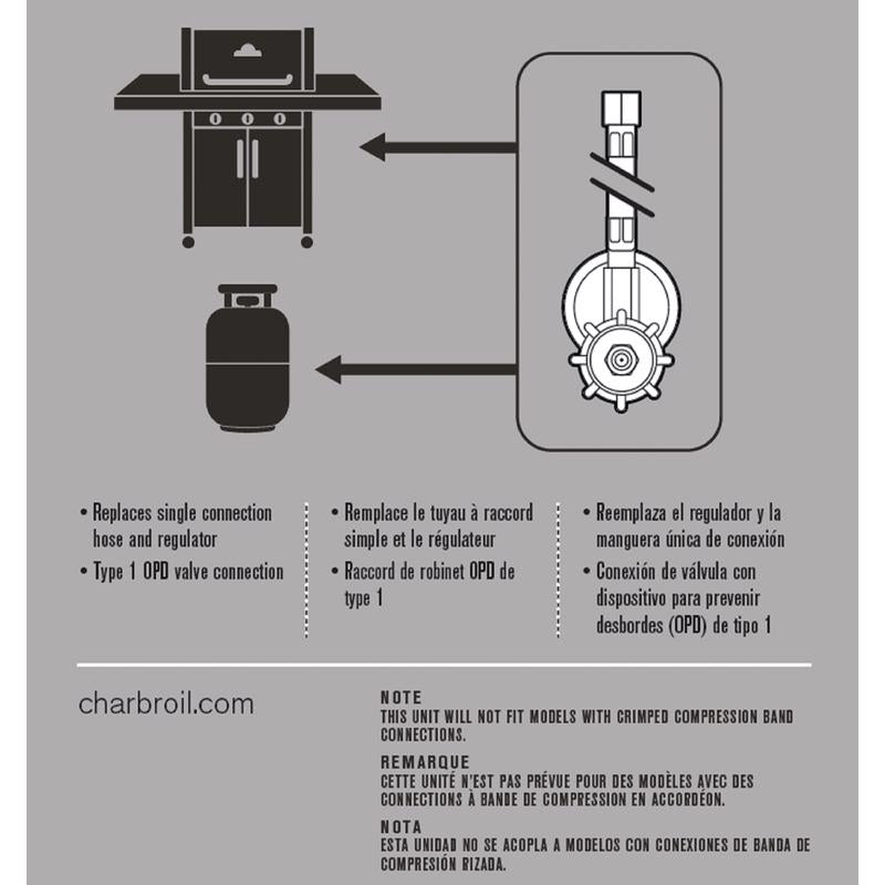 Charbroil Rubber Gas Line Hose and Adapter 2.75 in. L X 4.5 in. W For Universal