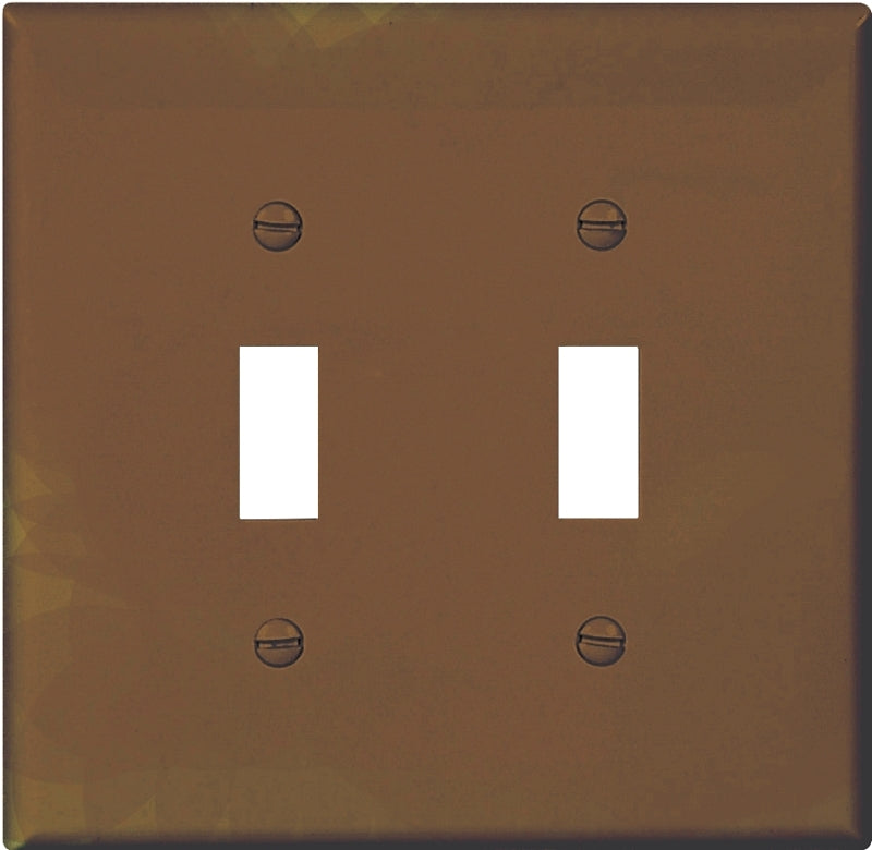 Eaton Wiring Devices PJ2B Wallplate, 4.87 in L, 4.94 in W, 2-Gang, Polycarbonate, Brown, High-Gloss, Pack of 20