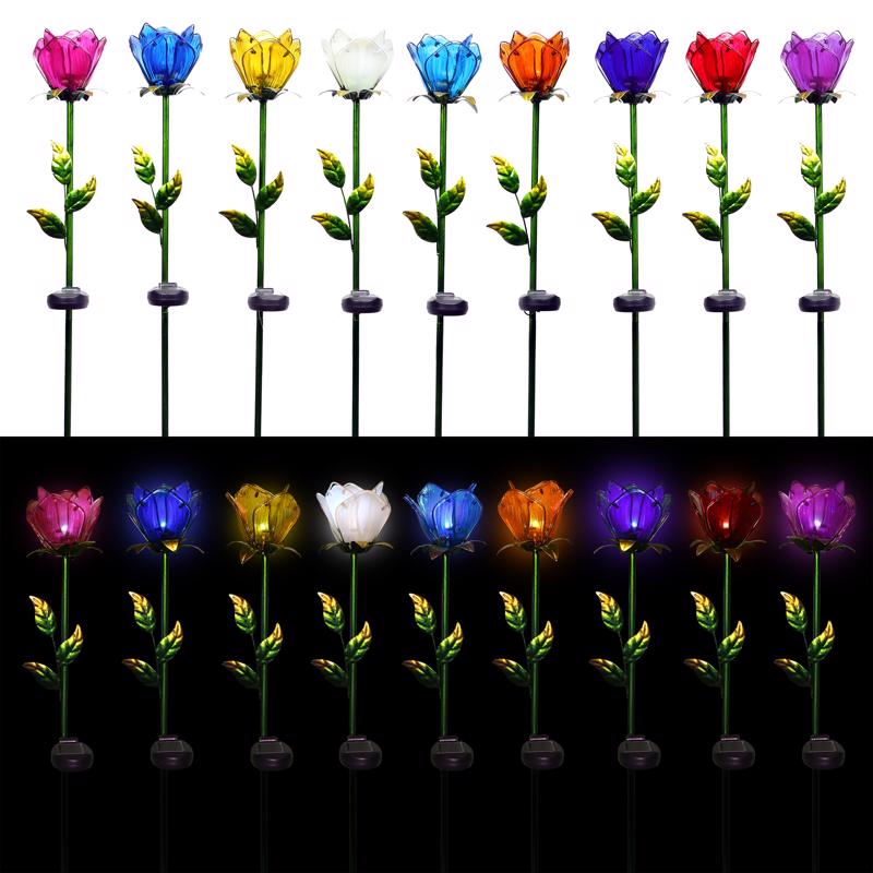 Alpine Assorted Glass 33 in. H Tulip Petals Outdoor Garden Stake, Pack of 18