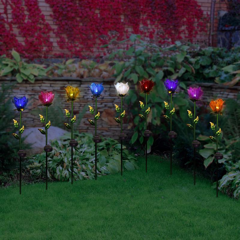 Alpine Assorted Glass 33 in. H Tulip Petals Outdoor Garden Stake, Pack of 18