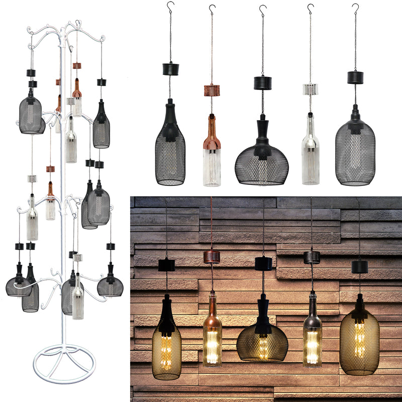 Alpine Assorted Glass 13 in. H Hanging LED Bulb Outdoor Solar Decor, Pack of 15