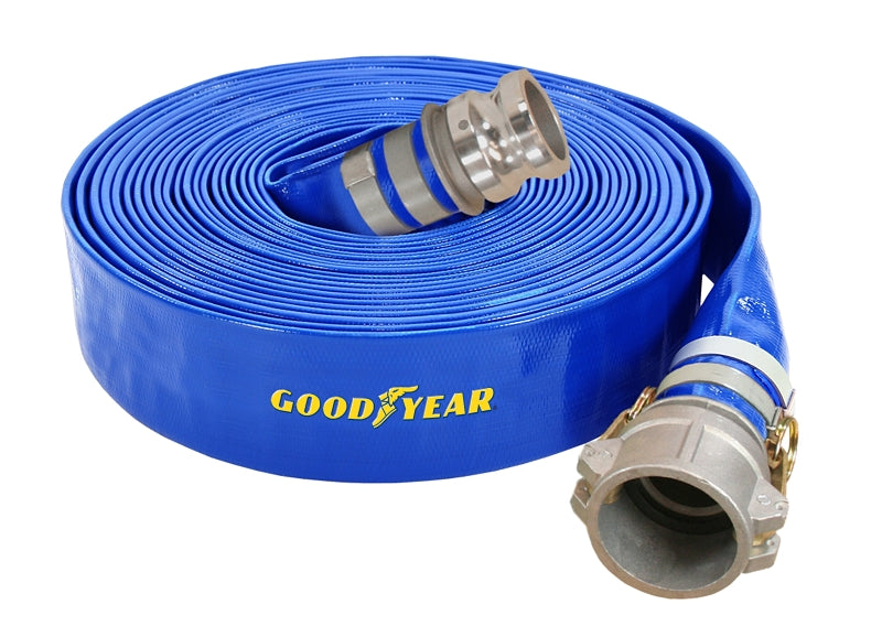 Abbott Rubber 1147-3000-50-CE Pump Discharge Hose Assembly, 3 in ID, 50 ft L, Male x Female Coupling, PVC, Blue
