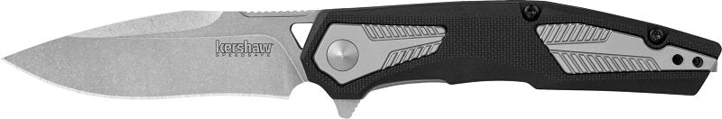 Kershaw Tremolo Series 1390 Pocket Knife, 3-1/8 in L Blade, Steel Blade, Contoured Handle, Black/Silver Handle