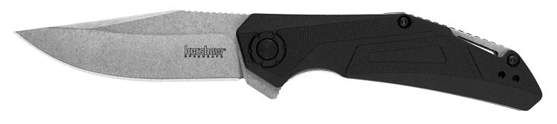 Kershaw Camshaft Series 1370 Pocket Knife, 3 in L Blade, Steel Blade, Contoured Handle, Black Handle