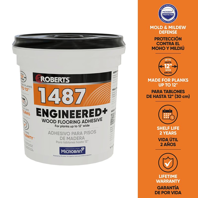 Roberts 1487-1 Floor Adhesive, Paste, Beige, 1 gal Pail, Pack of 4
