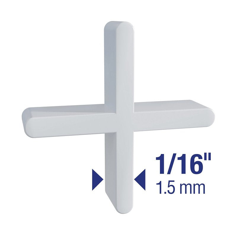 QEP 10334 Series Traditional Flexible Tile Spacer, 1/16 in L, Plastic, White, 300/PK