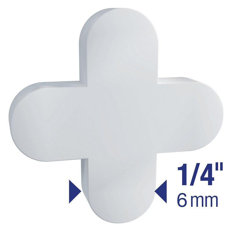 QEP 10005 Tile Spacer, 0.12 in Thick, Cross, Plastic, White