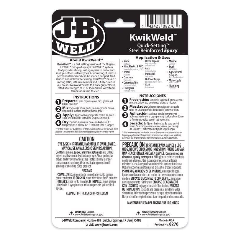 J-B Weld KwikWeld High Strength Automotive Epoxy Paste 2 oz, Pack of 6