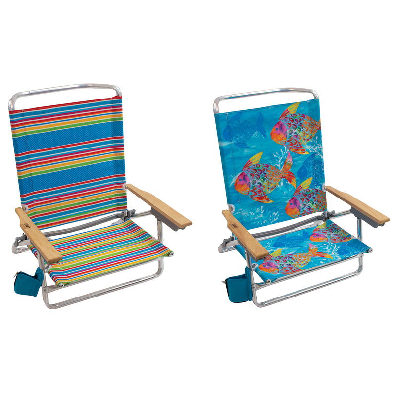 Rio Brands 5-Position Assorted Beach Folding Chair, Pack of 4